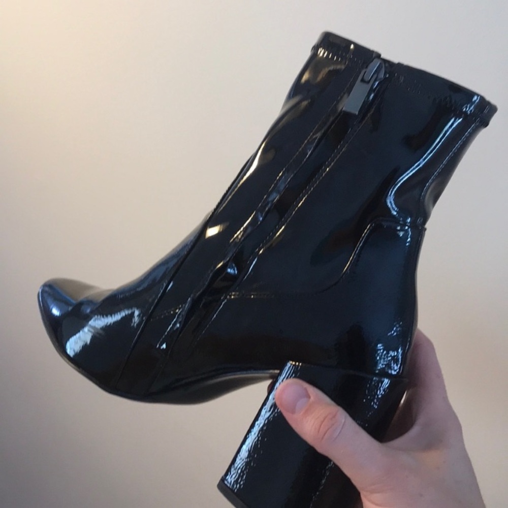 Mango Patent Heeled Sock Boot